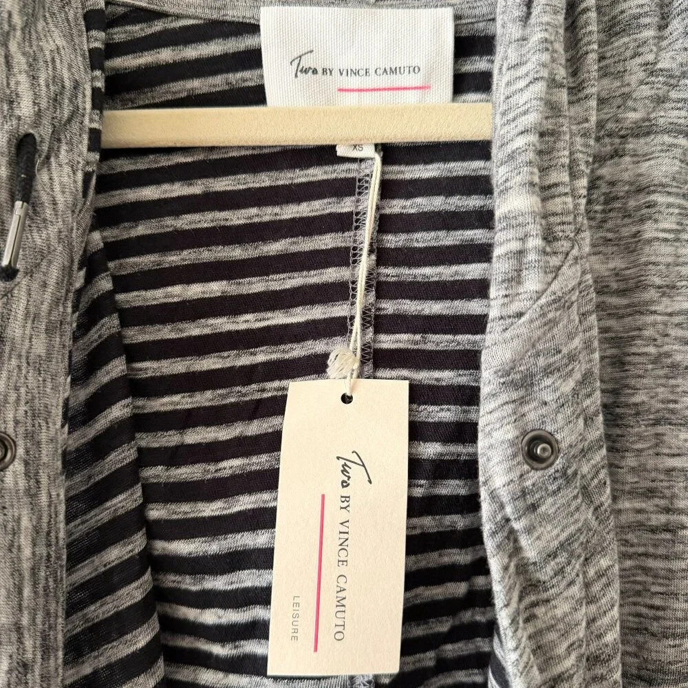 Two by Vince Camuto Sleeveless Hooded Cardigan Size Medium - Picture 2 of 4